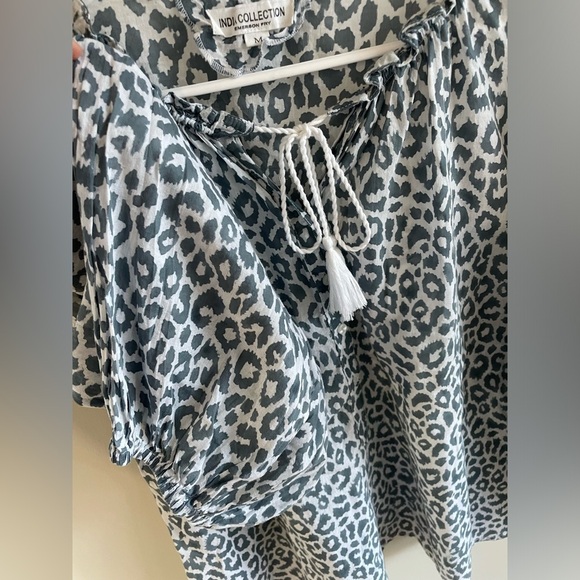 Emerson Fry India Collection Bardot Top - Charcoal Leopard - Size Medium - Picture 11 of 12